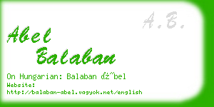 abel balaban business card